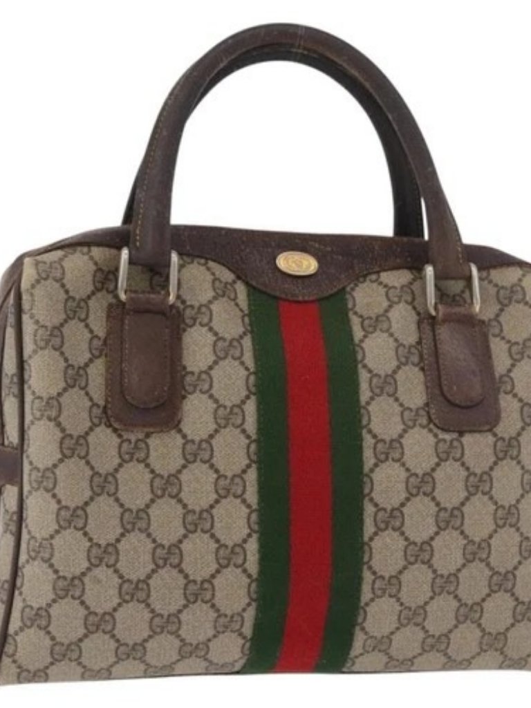Gucci Gg Supreme Web Sherry Line Bag Pvc Beige Gold 378 002 3839 Auth 181562